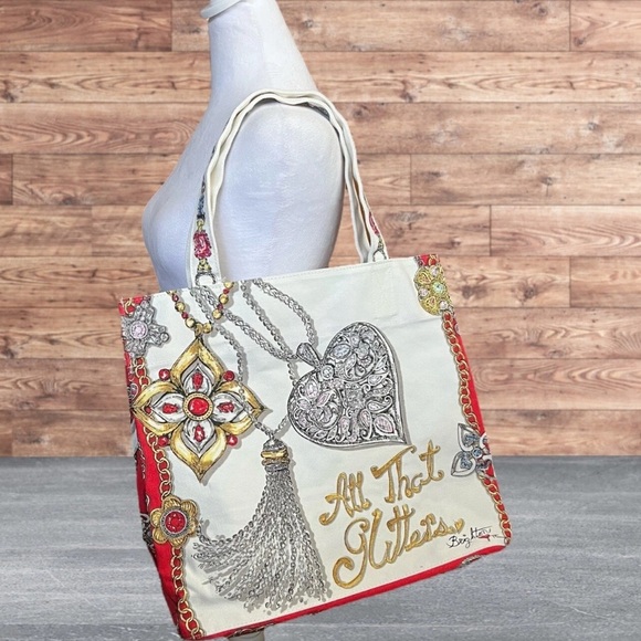 Brighton all that glitter  multicolor canvas tote bag 
14.5" h x 15.5" w x 8" d - Picture 7 of 13